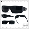 Mens Star Skull Logo 90s Rectangular Wrap Around Biker Plastic Sunglasses