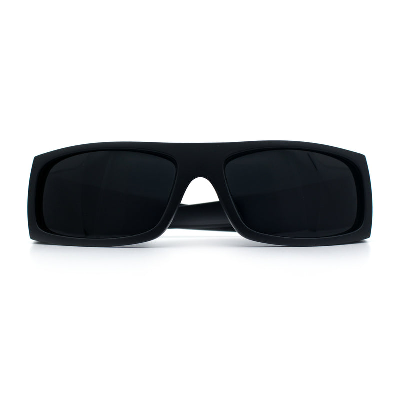Mens Star Skull Logo 90s Rectangular Wrap Around Biker Plastic Sunglasses