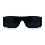 Mens Star Skull Logo 90s Rectangular Wrap Around Biker Plastic Sunglasses