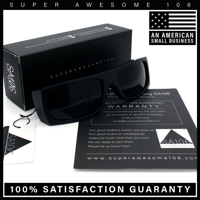 Mens Star Skull Logo 90s Rectangular Wrap Around Biker Plastic Sunglasses