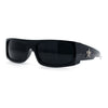 Mens Star Skull Logo 90s Rectangular Wrap Around Biker Plastic Sunglasses