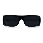 Mens Star Skull Logo 90s Rectangular Wrap Around Biker Plastic Sunglasses