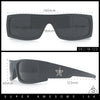 Mens Star Skull Logo 90s Rectangular Wrap Around Biker Plastic Sunglasses