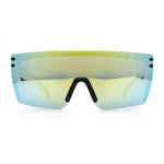 Polarized Rimless Oversized Shield Flat Top High Temple Plastic Sport Sunglasses