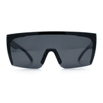 Polarized Rimless Oversized Shield Flat Top High Temple Plastic Sport Sunglasses