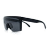 Polarized Rimless Oversized Shield Flat Top High Temple Plastic Sport Sunglasses