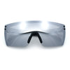 Polarized Rimless Oversized Shield Flat Top High Temple Plastic Sport Sunglasses