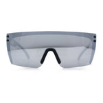 Polarized Rimless Oversized Shield Flat Top High Temple Plastic Sport Sunglasses