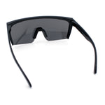 Polarized Rimless Oversized Shield Flat Top High Temple Plastic Sport Sunglasses