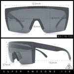 Polarized Rimless Oversized Shield Flat Top High Temple Plastic Sport Sunglasses