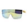 Polarized Rimless Oversized Shield Flat Top High Temple Plastic Sport Sunglasses
