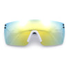Polarized Rimless Oversized Shield Flat Top High Temple Plastic Sport Sunglasses