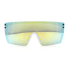 Polarized Rimless Oversized Shield Flat Top High Temple Plastic Sport Sunglasses