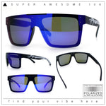 Polarized Rimless Skeleton Arm Shield Horn Rim Flat Top Plastic Sunglasses