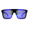 Polarized Rimless Skeleton Arm Shield Horn Rim Flat Top Plastic Sunglasses