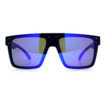 Polarized Rimless Skeleton Arm Shield Horn Rim Flat Top Plastic Sunglasses