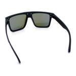 Polarized Rimless Skeleton Arm Shield Horn Rim Flat Top Plastic Sunglasses