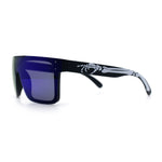 Polarized Rimless Skeleton Arm Shield Horn Rim Flat Top Plastic Sunglasses