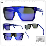 Polarized Rimless Skeleton Arm Shield Horn Rim Flat Top Plastic Sunglasses