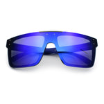 Polarized Rimless Skeleton Arm Shield Horn Rim Flat Top Plastic Sunglasses