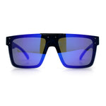 Polarized Rimless Skeleton Arm Shield Horn Rim Flat Top Plastic Sunglasses
