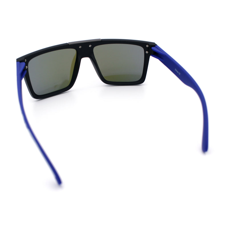 Polarized Rimless Skeleton Arm Shield Horn Rim Flat Top Plastic Sunglasses