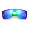 Polarized Rimless Skeleton Arm Shield Horn Rim Flat Top Plastic Sunglasses