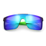 Polarized Rimless Skeleton Arm Shield Horn Rim Flat Top Plastic Sunglasses