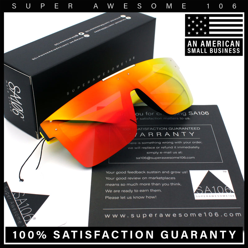Polarized Rimless Skeleton Arm Shield Horn Rim Flat Top Plastic Sunglasses