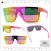 Polarized Rimless Skeleton Arm Shield Horn Rim Flat Top Plastic Sunglasses