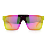 Polarized Rimless Skeleton Arm Shield Horn Rim Flat Top Plastic Sunglasses