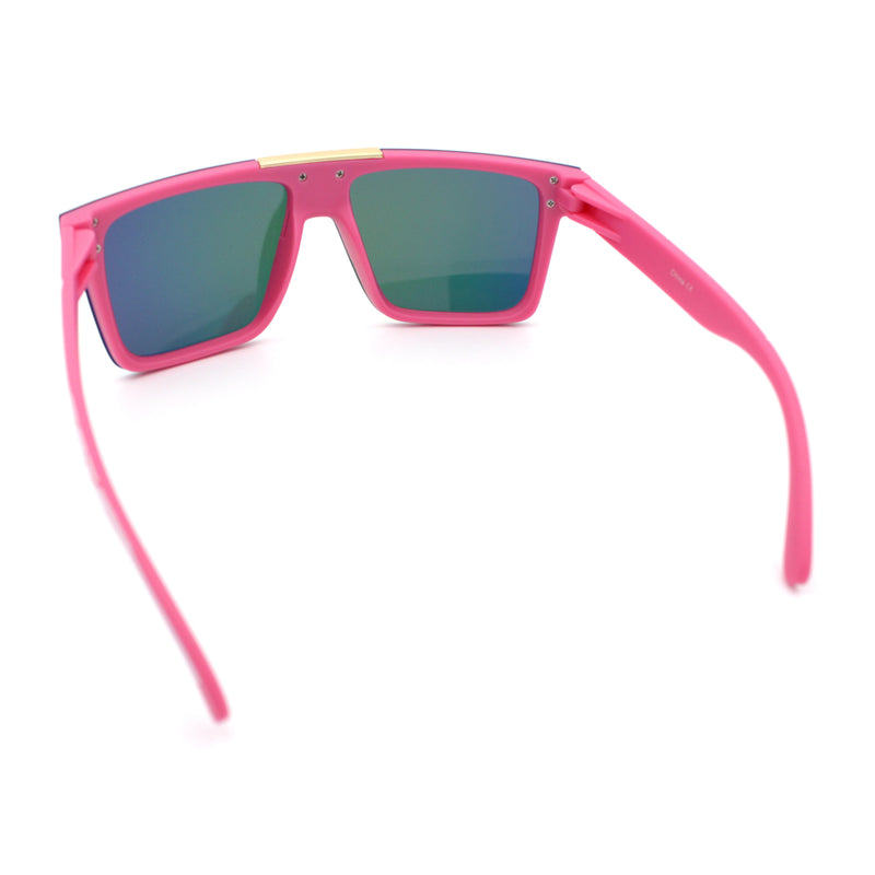 Polarized Rimless Skeleton Arm Shield Horn Rim Flat Top Plastic Sunglasses