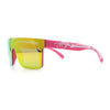 Polarized Rimless Skeleton Arm Shield Horn Rim Flat Top Plastic Sunglasses