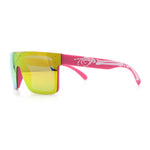 Polarized Rimless Skeleton Arm Shield Horn Rim Flat Top Plastic Sunglasses