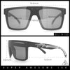 Polarized Rimless Skeleton Arm Shield Horn Rim Flat Top Plastic Sunglasses