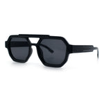 Hipster Octagonal Double Bridge Thick Bevel Plastic Racer Sunglasses