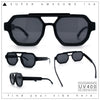 Hipster Octagonal Double Bridge Thick Bevel Plastic Racer Sunglasses
