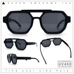 Hipster Octagonal Double Bridge Thick Bevel Plastic Racer Sunglasses