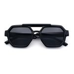 Hipster Octagonal Double Bridge Thick Bevel Plastic Racer Sunglasses