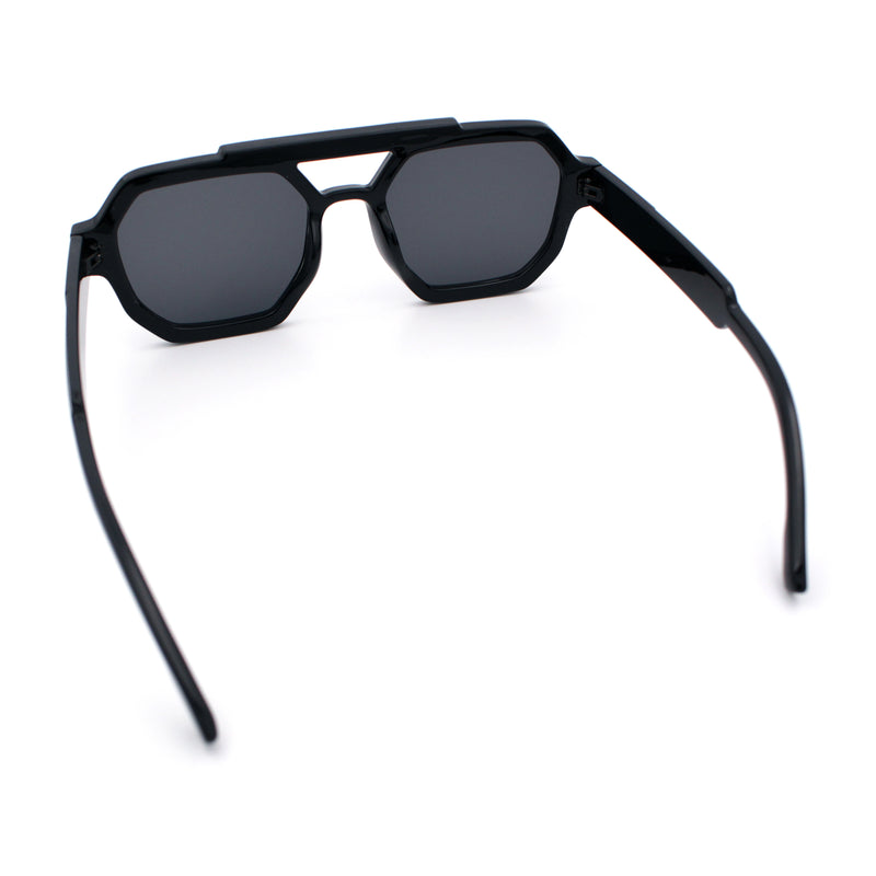Hipster Octagonal Double Bridge Thick Bevel Plastic Racer Sunglasses