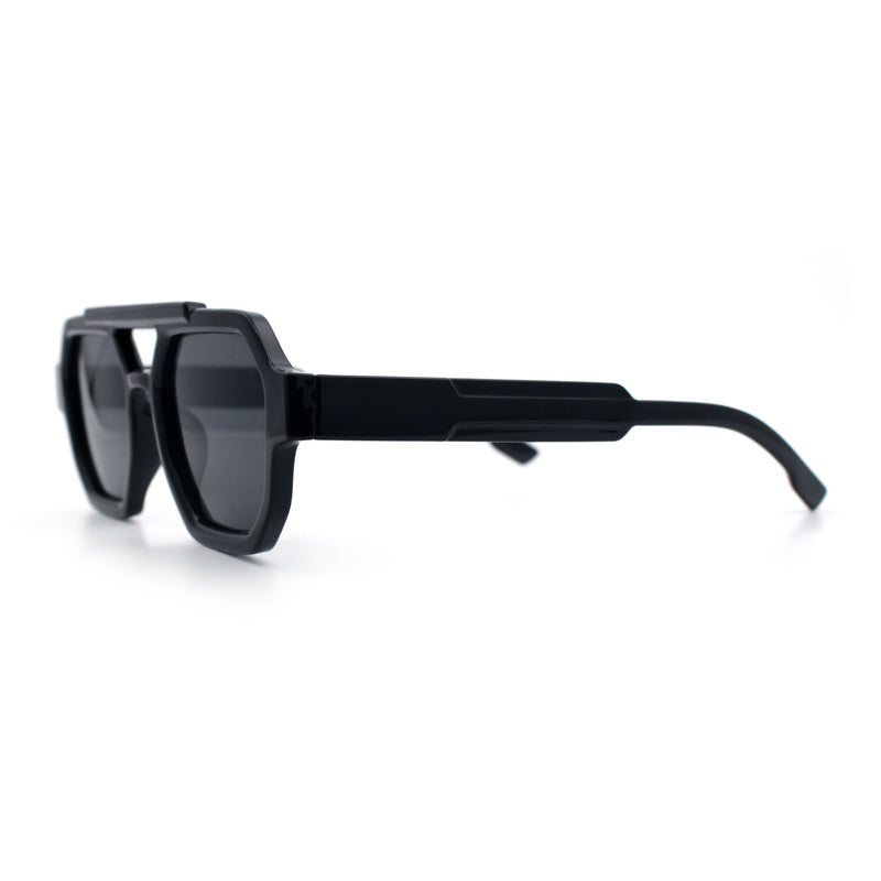 Hipster Octagonal Double Bridge Thick Bevel Plastic Racer Sunglasses
