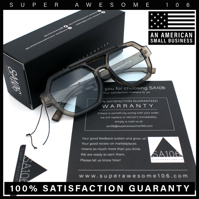 Hipster Octagonal Double Bridge Thick Bevel Plastic Racer Sunglasses