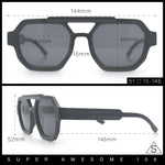 Hipster Octagonal Double Bridge Thick Bevel Plastic Racer Sunglasses