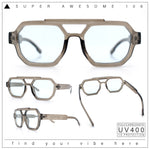 Hipster Octagonal Double Bridge Thick Bevel Plastic Racer Sunglasses