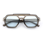 Hipster Octagonal Double Bridge Thick Bevel Plastic Racer Sunglasses