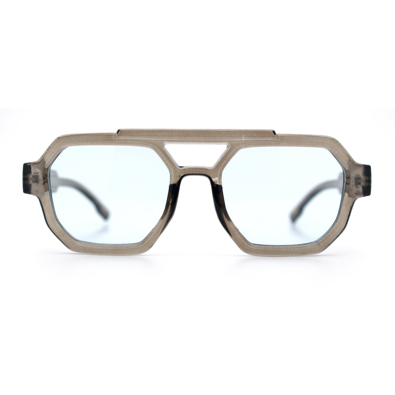 Hipster Octagonal Double Bridge Thick Bevel Plastic Racer Sunglasses