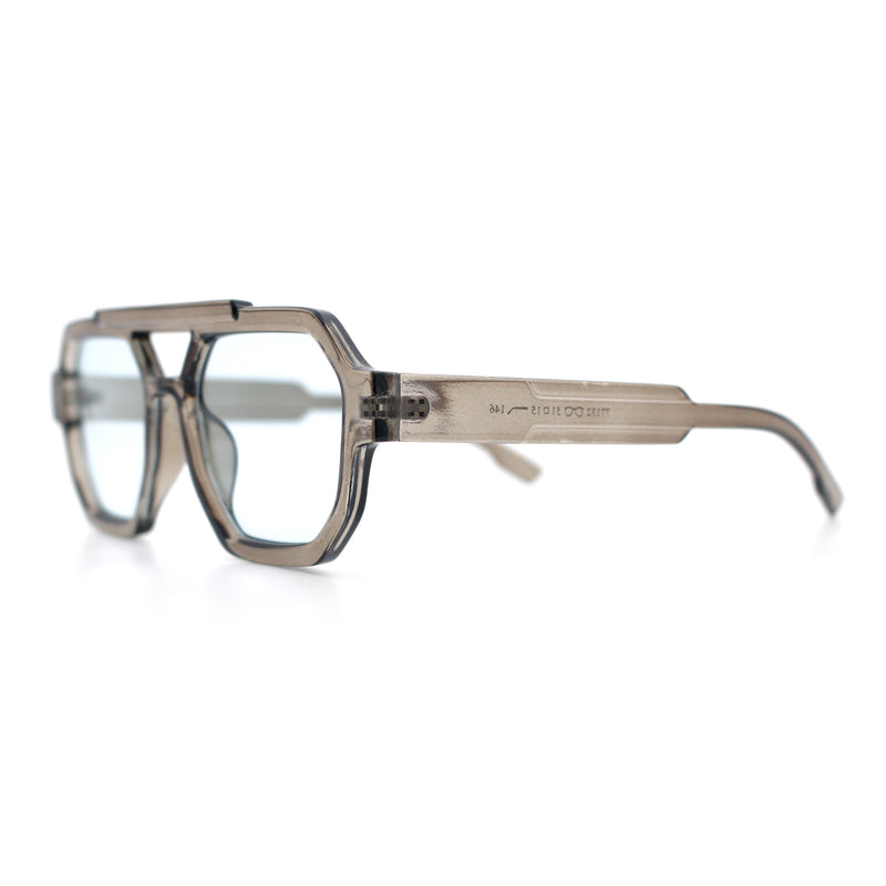 Hipster Octagonal Double Bridge Thick Bevel Plastic Racer Sunglasses