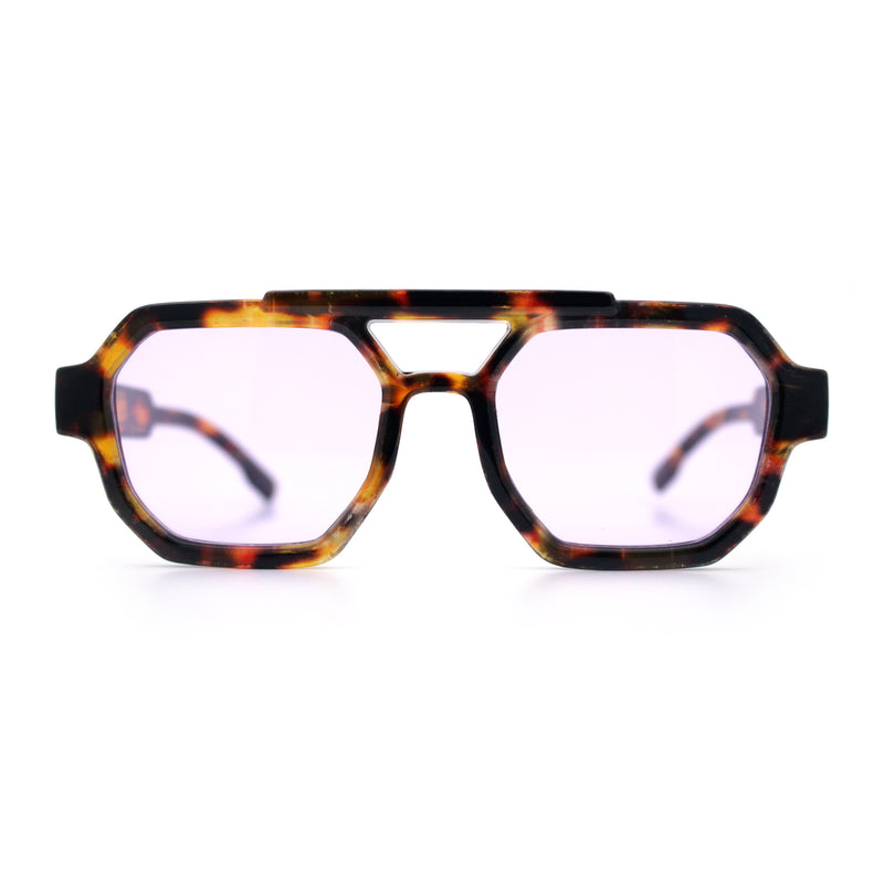 Hipster Octagonal Double Bridge Thick Bevel Plastic Racer Sunglasses