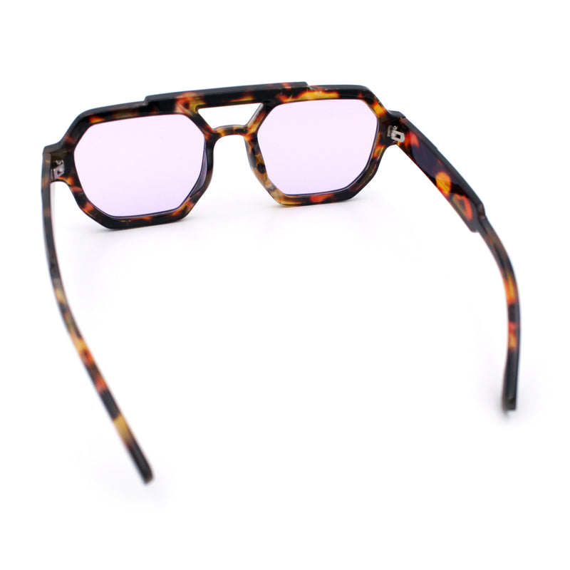 Hipster Octagonal Double Bridge Thick Bevel Plastic Racer Sunglasses