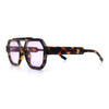 Hipster Octagonal Double Bridge Thick Bevel Plastic Racer Sunglasses